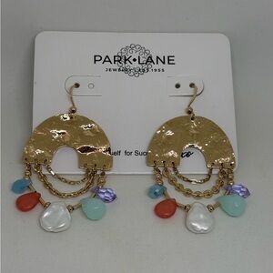 NEW Park Lane Jewelry BRIAR Earrings Gold Bead Stone Chandelier Boho Box Jade